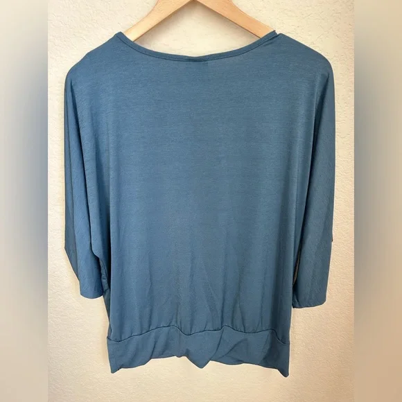 Bobeau Teal Gathered Waist Dolman Sleeve Blouse Size M - Picture 2 of 3